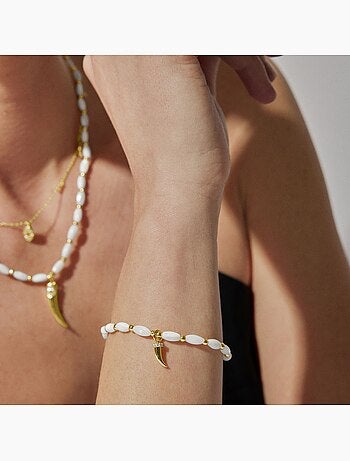 Bracelet Luxenter en argent 925 avec nacre blanche et plaqué or 18k - Syme