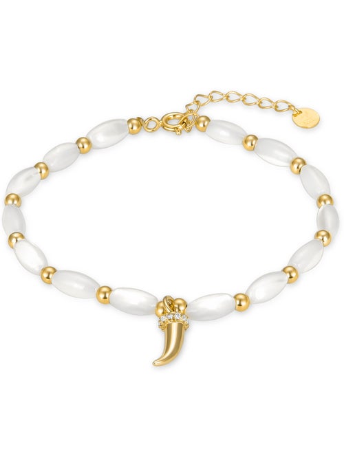 Bracelet Luxenter en argent 925 avec nacre blanche et plaqué or 18k - Syme - Kiabi
