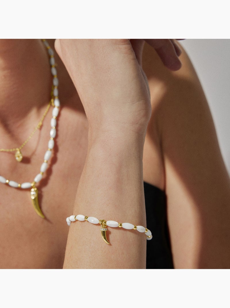 Bracelet Luxenter en argent 925 avec nacre blanche et plaqué or 18k - Syme Argent - Kiabi