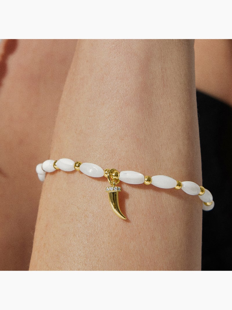 Bracelet Luxenter en argent 925 avec nacre blanche et plaqué or 18k - Syme Argent - Kiabi