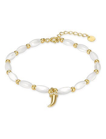Bracelet Luxenter en argent 925 avec nacre blanche finie en or jaune 18K - Syme