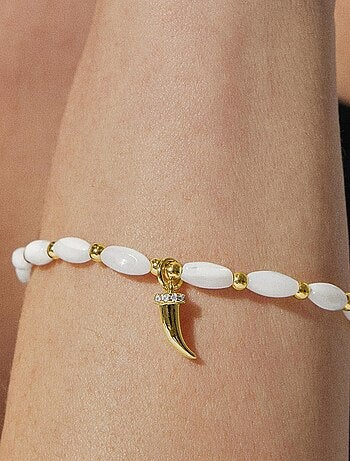 Bracelet Luxenter en argent 925 avec nacre blanche finie en or jaune 18K - Syme