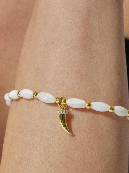 Bracelet Luxenter en argent 925 avec nacre blanche finie en or jaune 18K - Syme - Kiabi