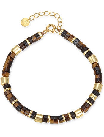 Bracelet Luxenter en Argent 925 avec Oeil de Tigre fini et plaqué or 18k - Ihun