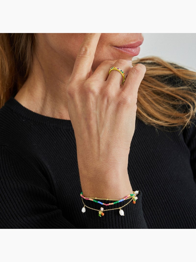 Bracelet Luxenter en argent 925 avec perle blanche et plaqué or 18k - Fanim Argent - Kiabi