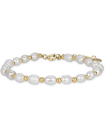 Bracelet Luxenter en argent 925 avec perle blanche et plaqué or 18k - Zul