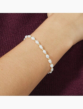 Bracelet Luxenter en argent 925 avec perle blanche et plaqué or 18k - Zul