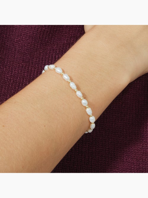 Bracelet Luxenter en argent 925 avec perle blanche et plaqué or 18k - Zul - Kiabi