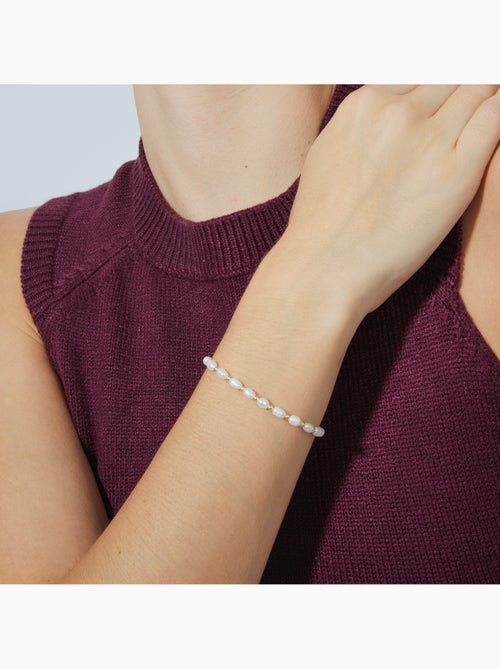 Bracelet Luxenter en argent 925 avec perle blanche et plaqué or 18k - Zul - Kiabi