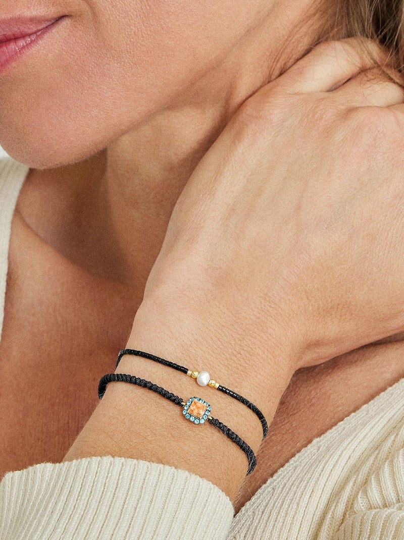 Bracelet Luxenter en argent 925 avec perle blanche finie en or jaune 18K - Isrha Argent - Kiabi