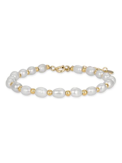 Bracelet Luxenter en argent 925 avec perle blanche finie en or jaune 18K - Zul - Kiabi
