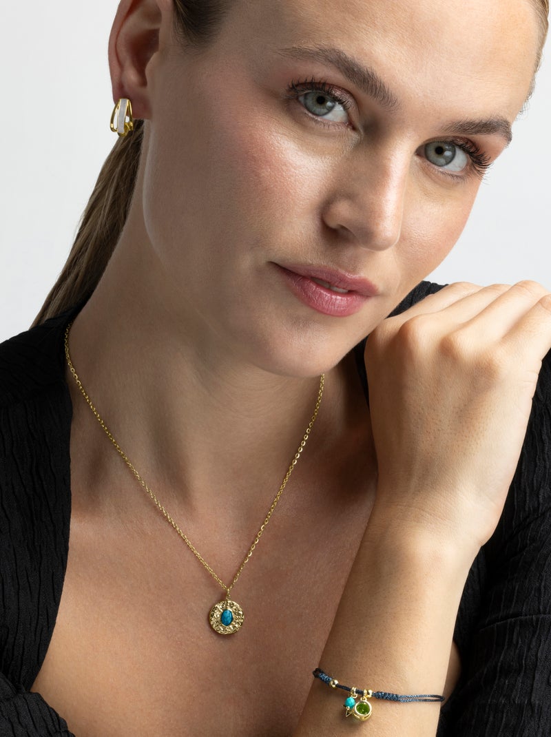 Bracelet Luxenter en argent 925 avec zircon émeraude et finition plaqué or jaune 18K - Zysuo Vert - Kiabi