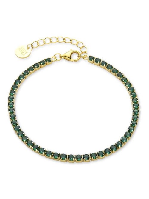 Bracelet Luxenter en argent 925 avec zircon émeraude fini plaqué or jaune 18K - Tahu - Kiabi