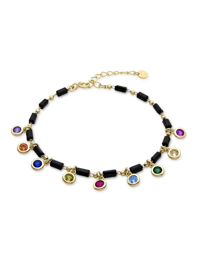 Bracelet Luxenter en argent 925 avec zircon multicolore et finition plaqué or jaune 18K - Vusak Multicolore - Kiabi