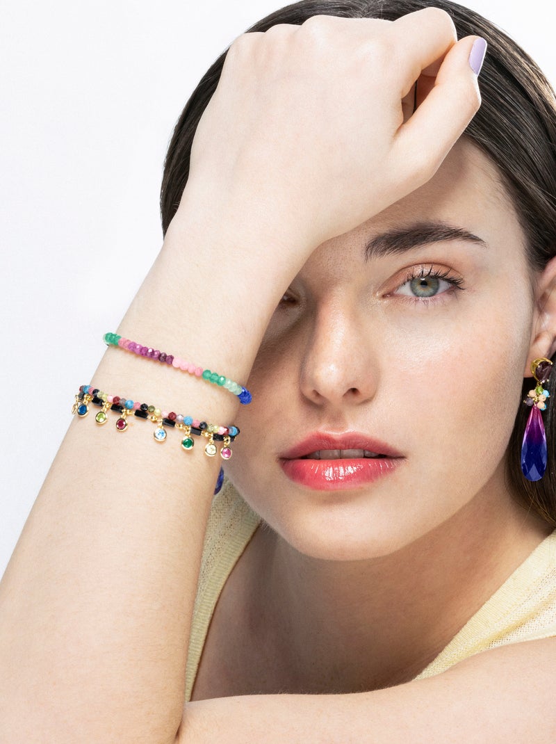 Bracelet Luxenter en argent 925 avec zircon multicolore et finition plaqué or jaune 18K - Vusak Multicolore - Kiabi