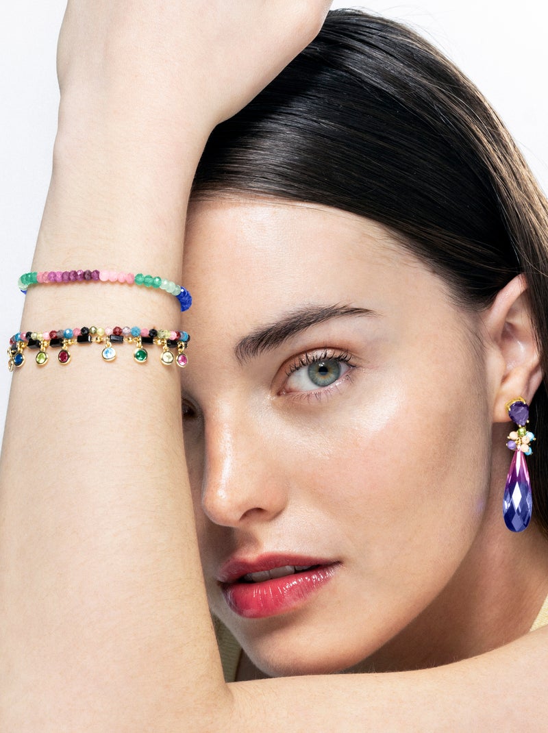 Bracelet Luxenter en argent 925 avec zircon multicolore et finition plaqué or jaune 18K - Vusak Multicolore - Kiabi