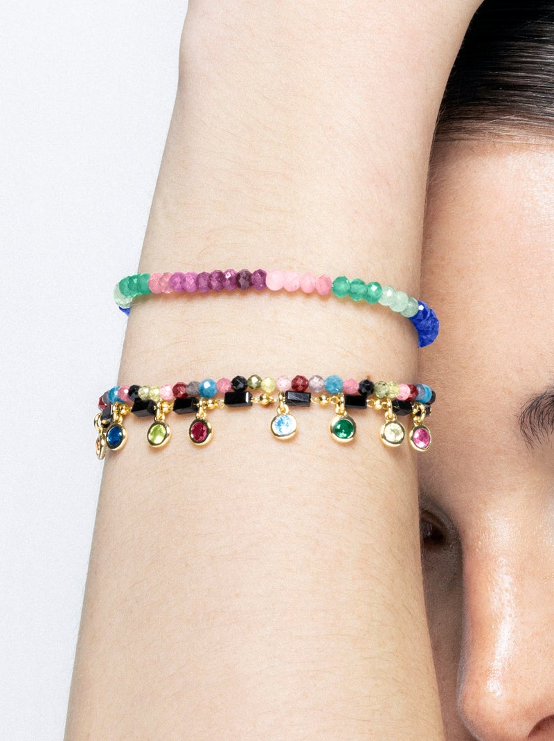 Bracelet Luxenter en argent 925 avec zircon multicolore et finition plaqué or jaune 18K - Vusak Multicolore - Kiabi