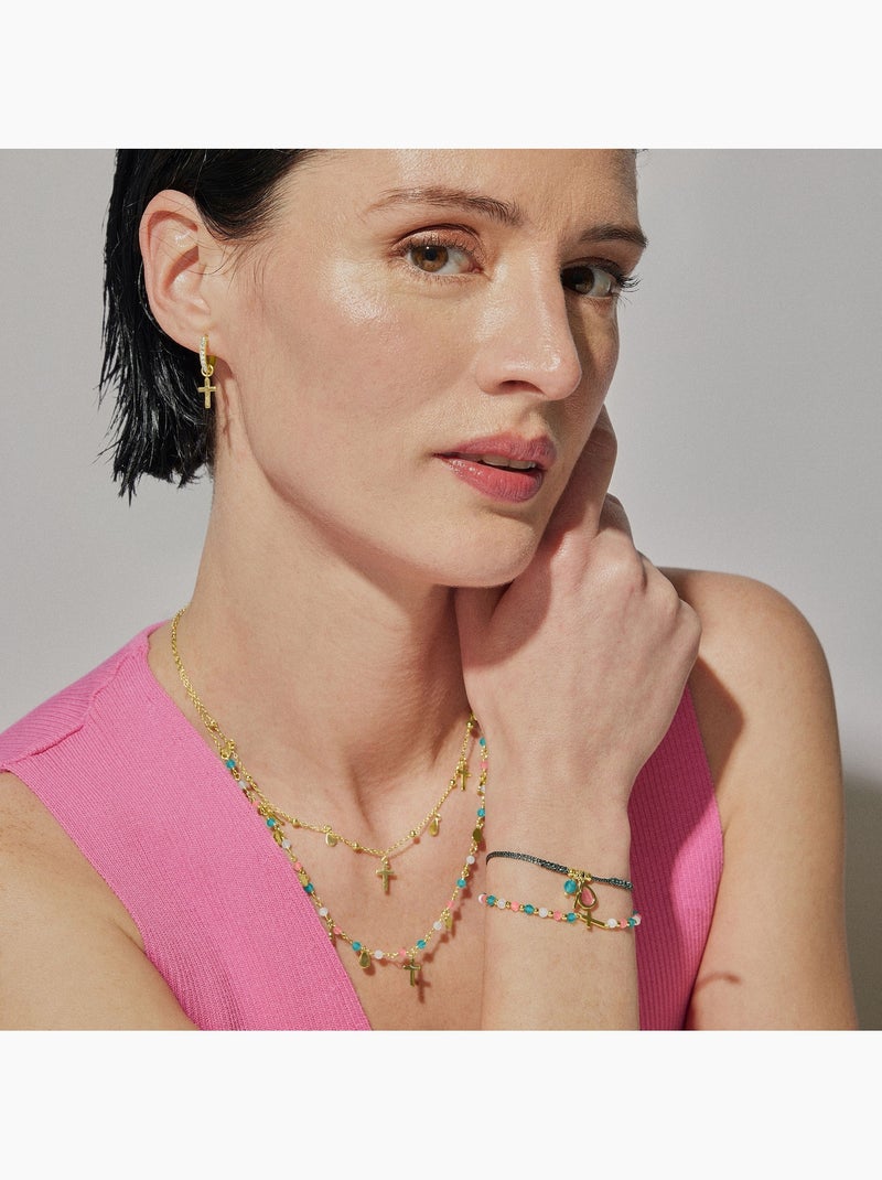 Bracelet Luxenter en argent 925 avec zircon rose et finition et plaqué or 18k - Yazu Rose - Kiabi