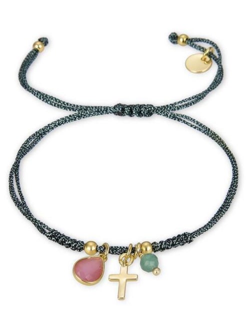 Bracelet Luxenter en argent 925 avec zircon rose et finition plaqué or jaune 18K - Yazu - Kiabi