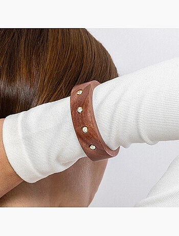 Bracelet Luxenter en argent 925 et bois brun fini et plaqué or 18k - Ehko