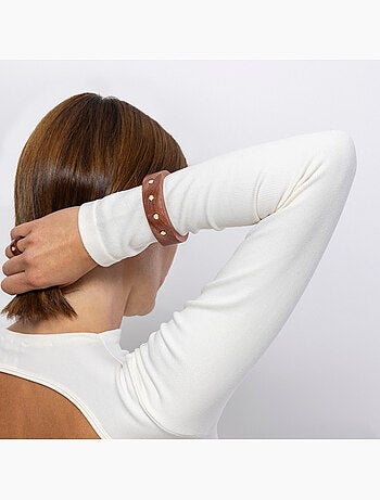 Bracelet Luxenter en argent 925 et bois brun fini et plaqué or 18k - Ehko