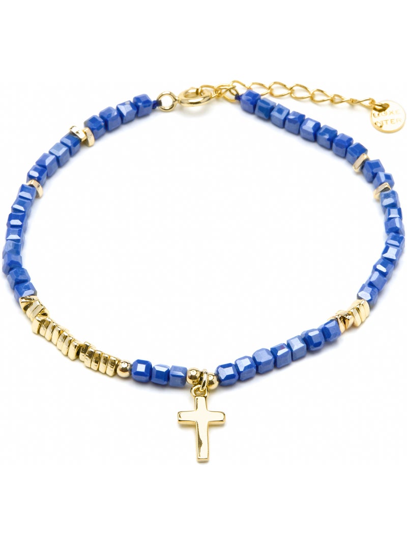 Bracelet Luxenter en argent  925 et cristal bleu foncé avec finition en or jaune 18 k - Iszun Bleu - Kiabi