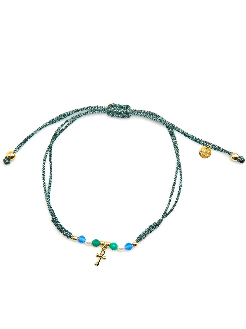 Bracelet Luxenter en argent 925 et cristal bleu foncé avec finition et plaqué or 18k - Kalau Bleu - Kiabi