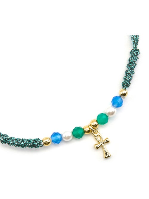 Bracelet Luxenter en argent 925 et cristal bleu foncé avec finition et plaqué or 18k - Kalau - Kiabi