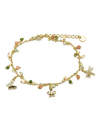 Bracelet Luxenter en argent 925 et cristal vert avec finition plaqué or jaune 18k - Lok