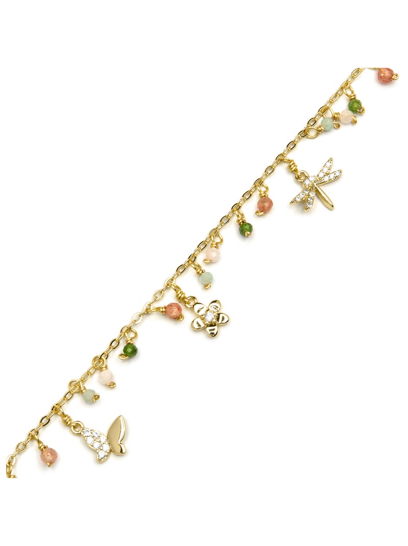 Bracelet Luxenter en argent 925 et cristal vert avec finition plaqué or jaune 18k - Lok Vert - Kiabi