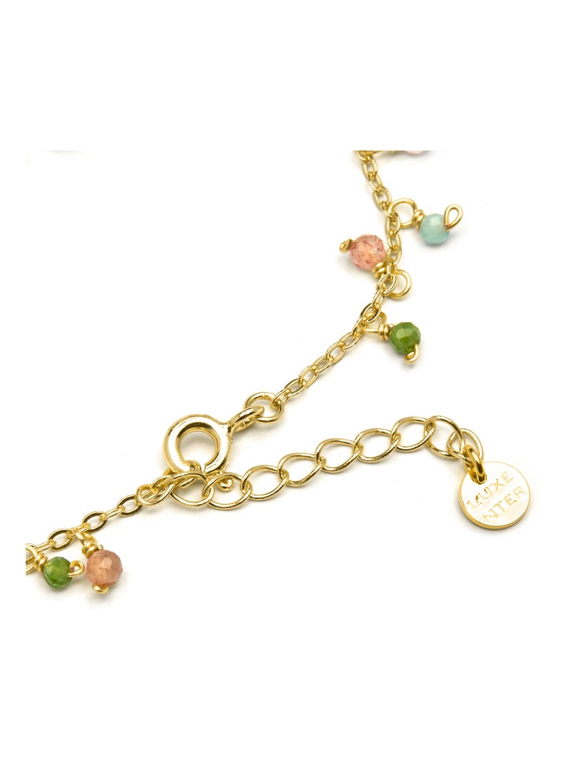 Bracelet Luxenter en argent 925 et cristal vert avec finition plaqué or jaune 18k - Lok Vert - Kiabi