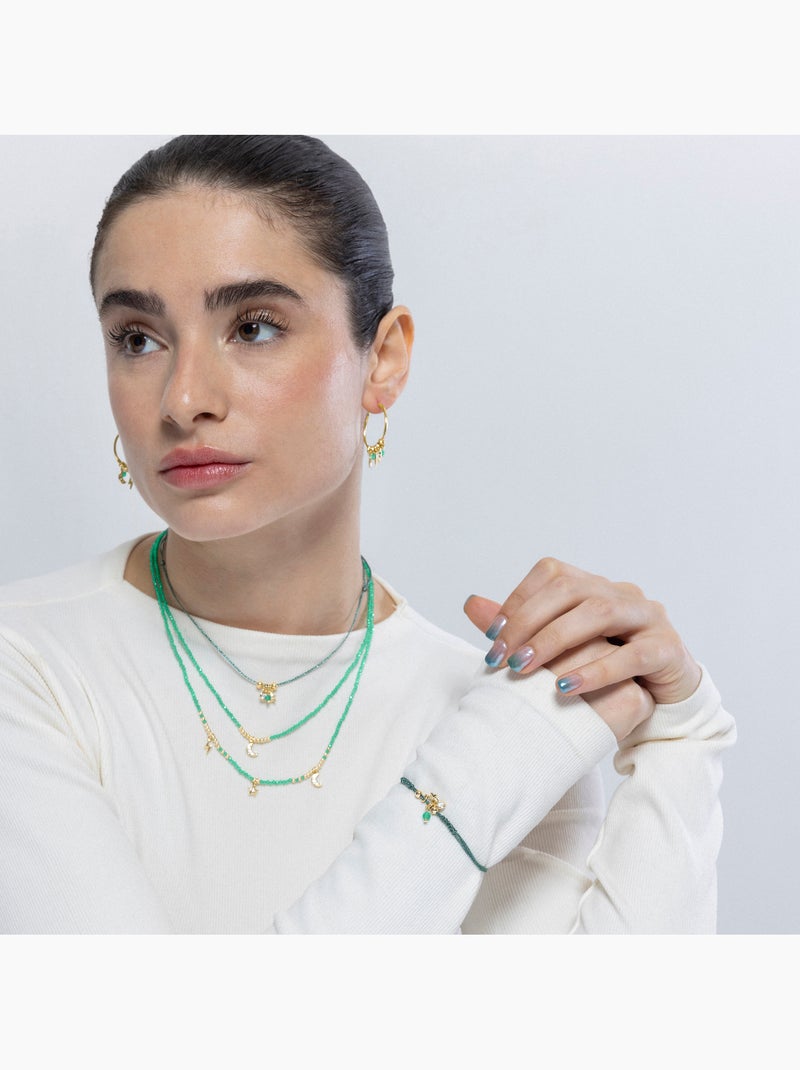 Bracelet Luxenter en argent 925 et cristal vert fini et plaqué or 18k - Star Vert - Kiabi