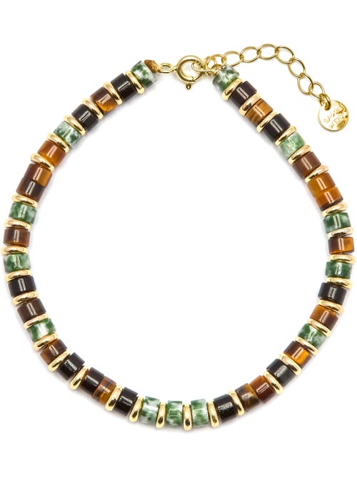 Bracelet Luxenter en Argent 925 et Oeil de Tigre en finition or 18k - Ryhu - Kiabi