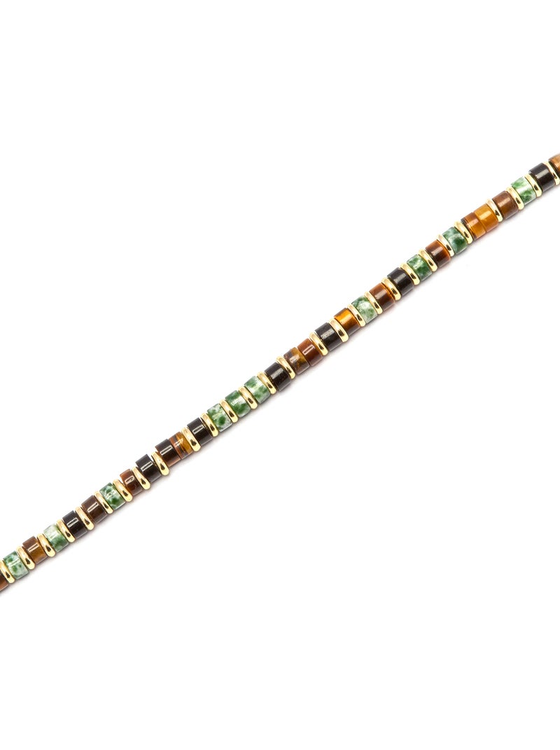 Bracelet Luxenter en Argent 925 et Oeil de Tigre en finition or 18k - Ryhu Marron - Kiabi