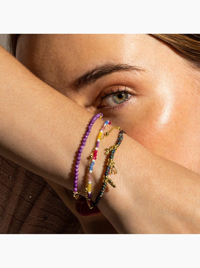 Bracelet Luxenter en argent 925 et or 18k avec cristaux violets - Riccus Violet - Kiabi