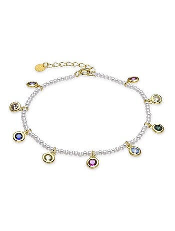 Bracelet Luxenter en argent 925 et perles blanches finies plaqué or jaune 18k - Alori
