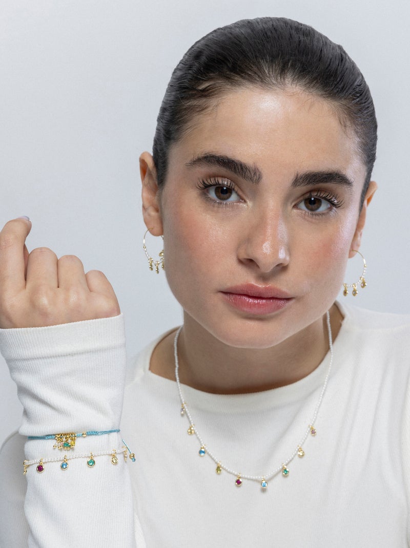 Bracelet Luxenter en argent 925 et perles blanches finies plaqué or jaune 18k - Alori Blanc - Kiabi