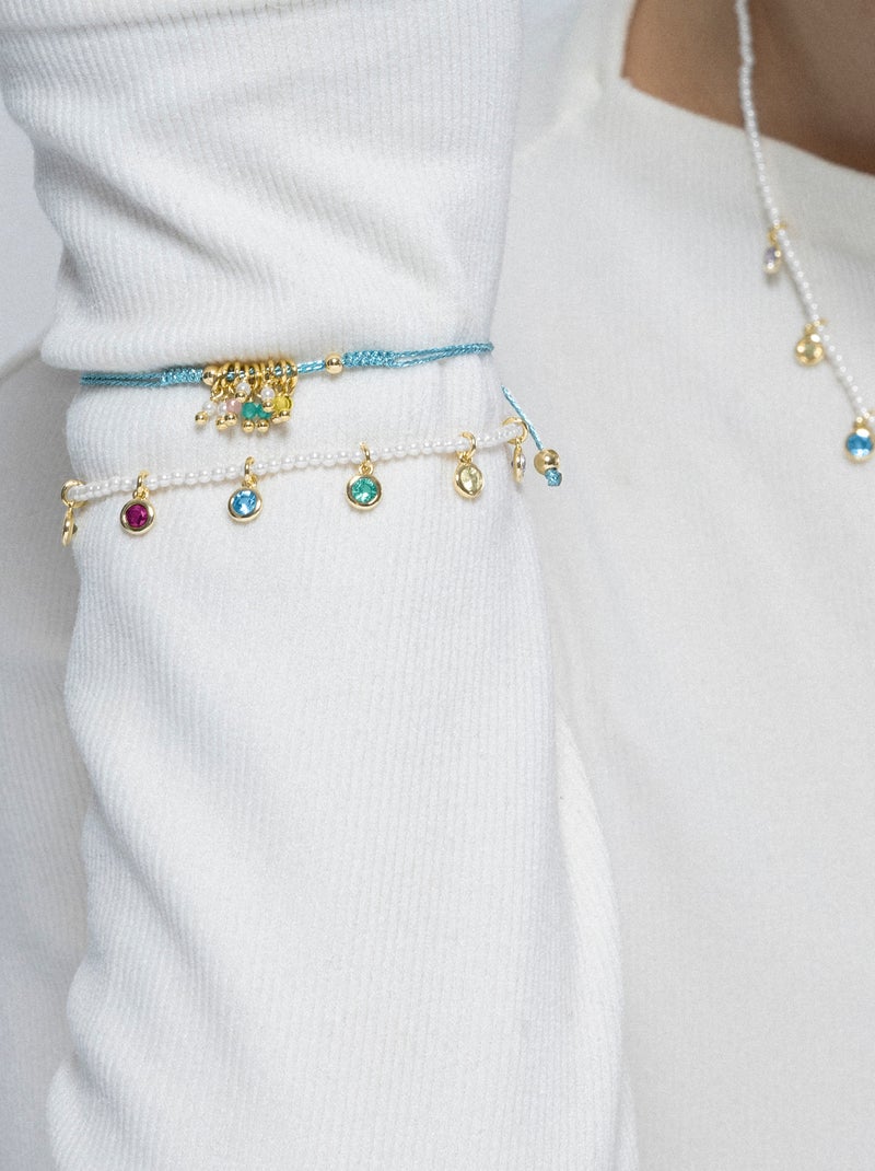 Bracelet Luxenter en argent 925 et perles blanches finies plaqué or jaune 18k - Alori Blanc - Kiabi