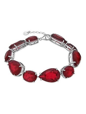 Bracelet Luxenter en argent 925 et quartz hydrothermal cerise rhodié - Grywi