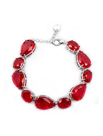 Bracelet Luxenter en argent 925 et quartz hydrothermal cerise rhodié - Grywi
