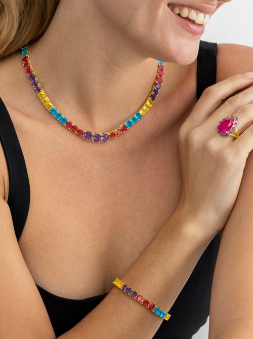 Bracelet Luxenter en argent 925 et quartz hydrothermal multicolore finition or 18k - Thorka - Kiabi