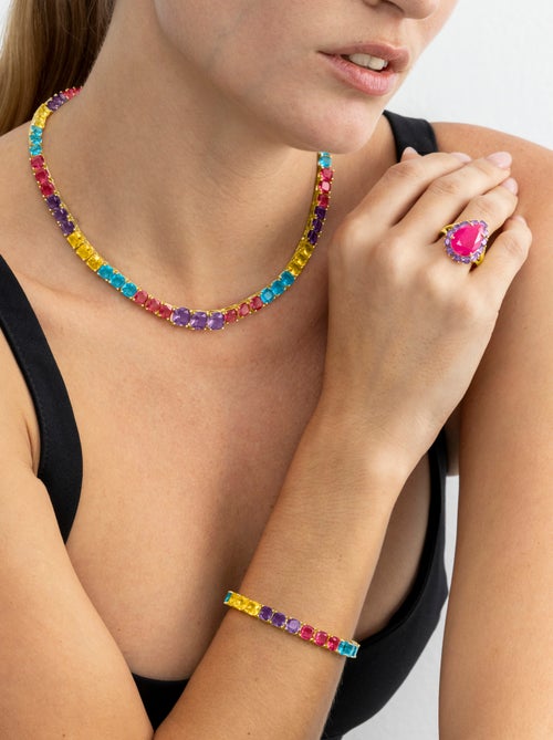 Bracelet Luxenter en argent 925 et quartz hydrothermal multicolore finition or 18k - Thorka - Kiabi