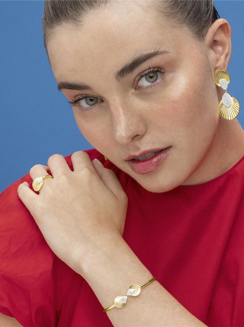 Bracelet Luxenter en argent 925 et zircon brillant plaqué or 18 carats - Drakfar Blanc - Kiabi