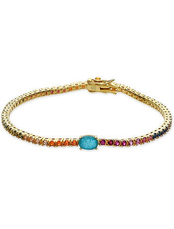 Bracelet Luxenter en argent 925 et zircone multicolore avec finition en or jaune 18 k - Genzol