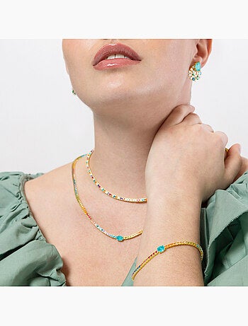 Bracelet Luxenter en argent 925 et zircone multicolore avec finition en or jaune 18 k - Genzol