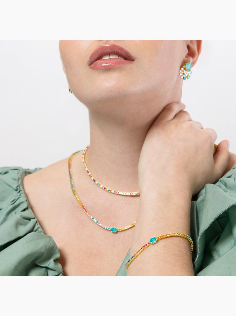 Bracelet Luxenter en argent  925 et zircone multicolore avec finition en or jaune 18 k - Genzol Multicolore - Kiabi