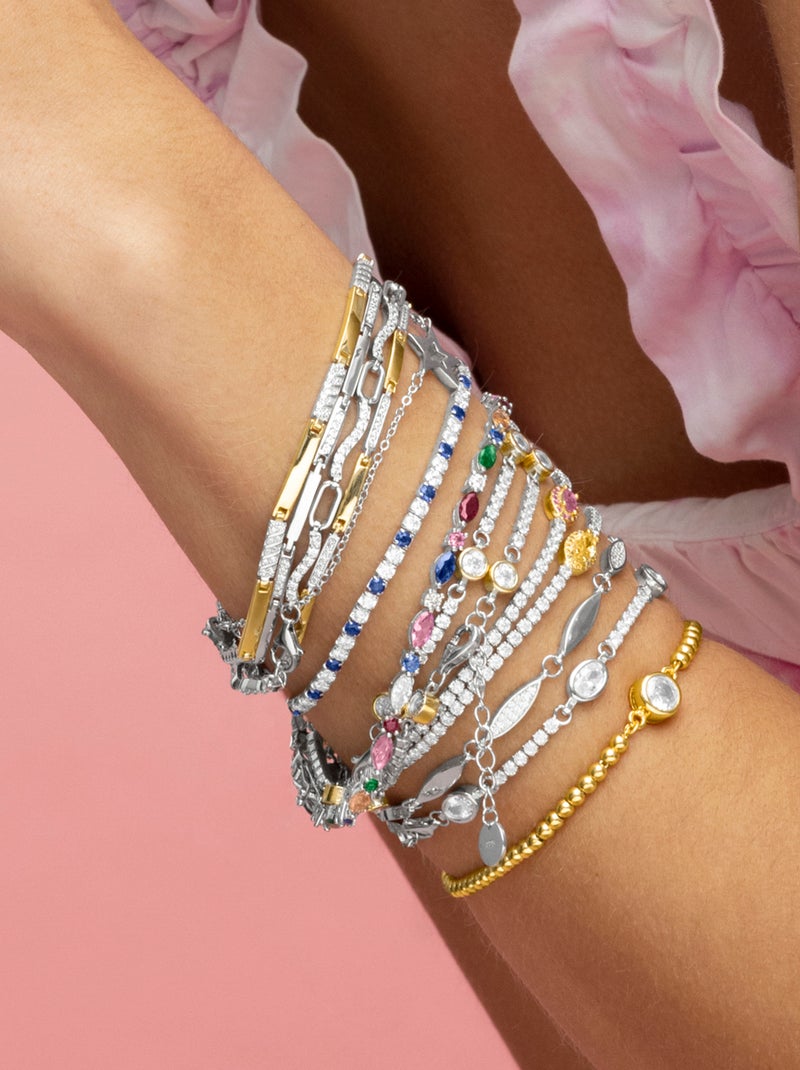 Bracelet Luxenter en argent 925 et zirconium brillant avec finition plaqué or jaune 18k - Kired Blanc - Kiabi