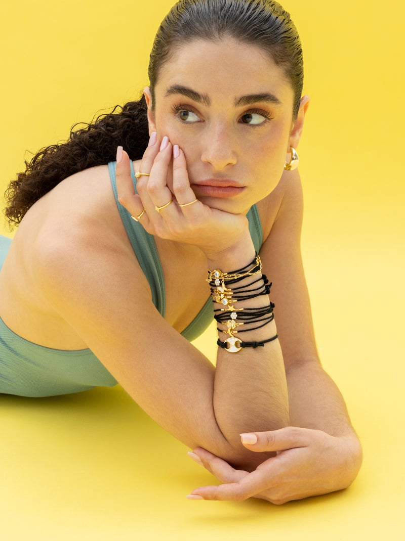 Bracelet Luxenter en argent 925 et zirconium brillant avec finition plaqué or jaune 18k - Umsa Blanc - Kiabi