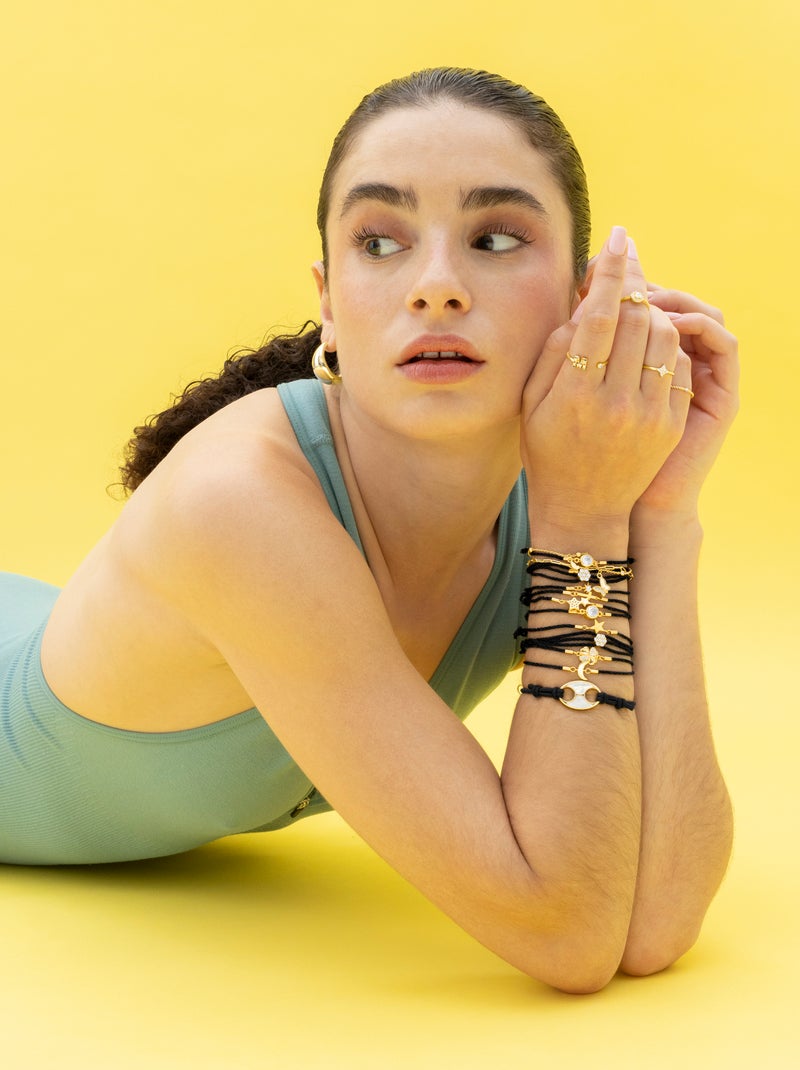 Bracelet Luxenter en argent 925 et zirconium brillant avec finition plaqué or jaune 18k - Umsa Blanc - Kiabi