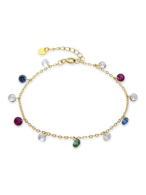 Bracelet Luxenter en argent 925 et zircons multicolores finis et plaqué or 18k - Sumju - Kiabi